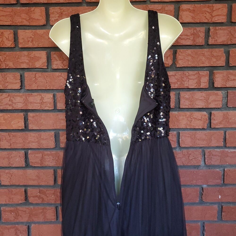 Ever Pretty Maxi Dress XL 10 Black Tulle Sequin Evening Gown Witchy Whimsigoth - Picture 7 of 14